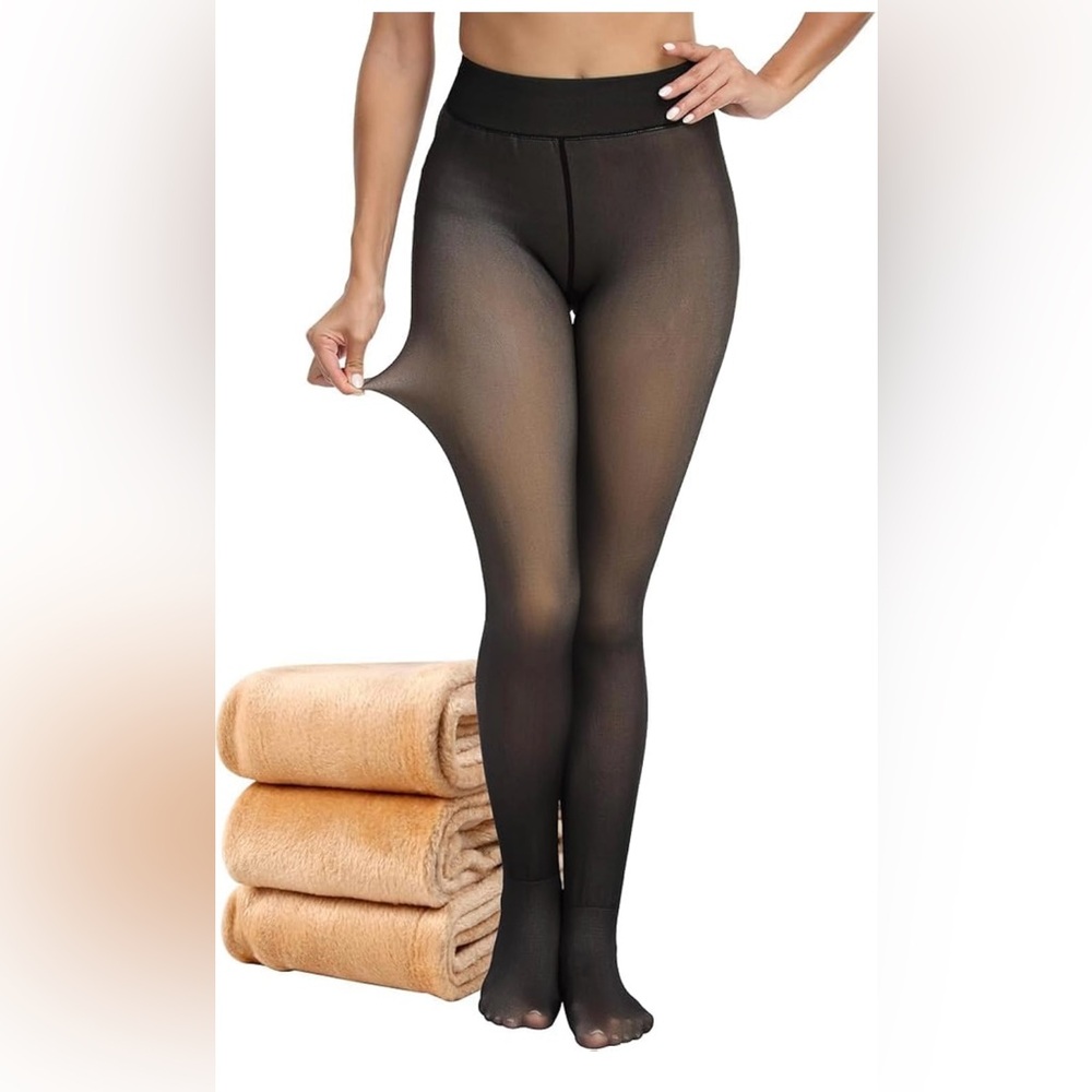 Elegant Black fleece-lined Women's Tights